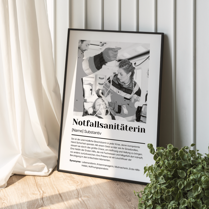 Fotoposter Definition NOTFALLSANITÄTERIN personalisiert