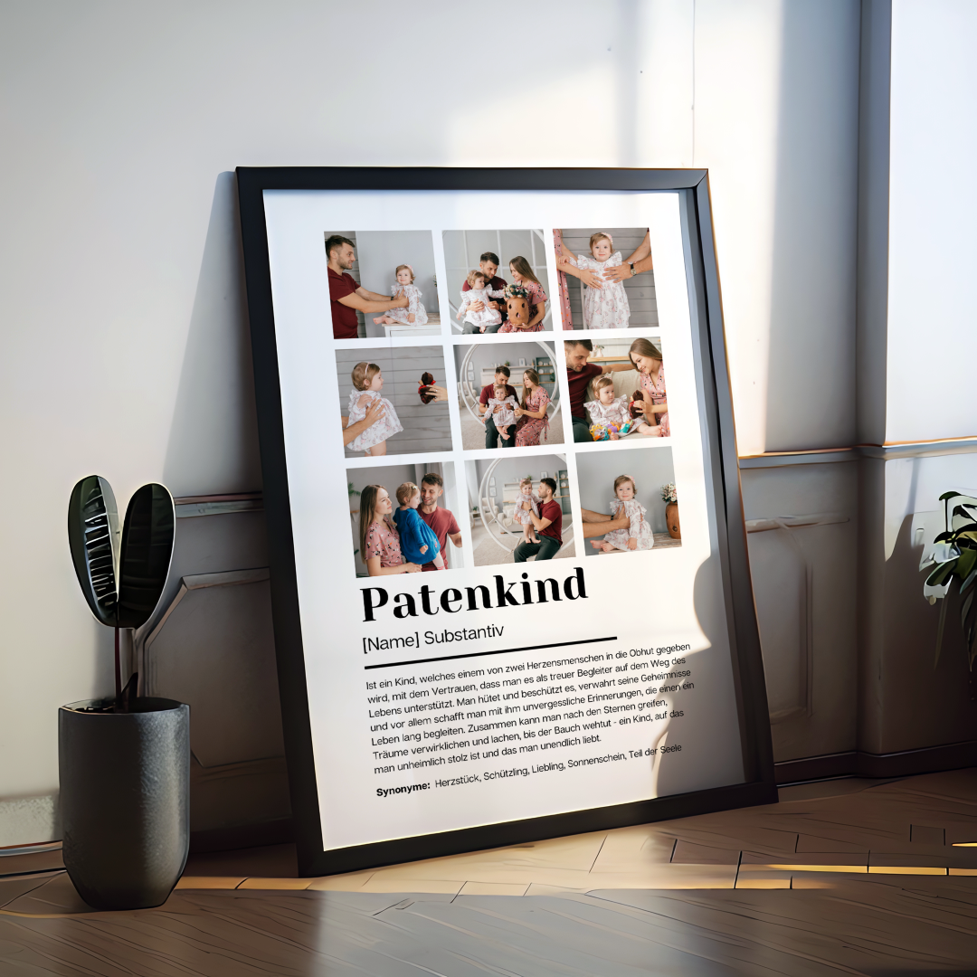 Poster Fotocollage Definition PATENKIND personalisiert