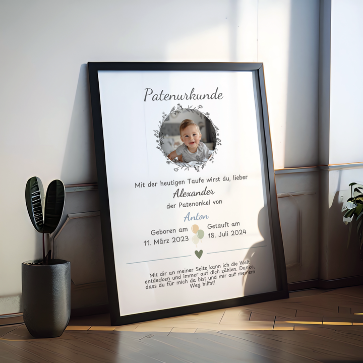 Patenurkunde Patenonkel Foto personalisiert