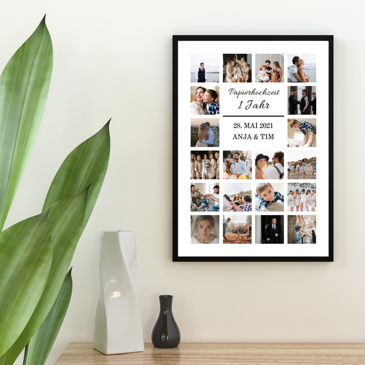 Personalisierte Fotocollage zum 1. Hochzeitstag | Kleibt