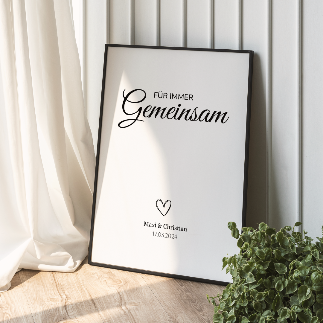 Poster Paar Beziehung gemeinsam personalisiert