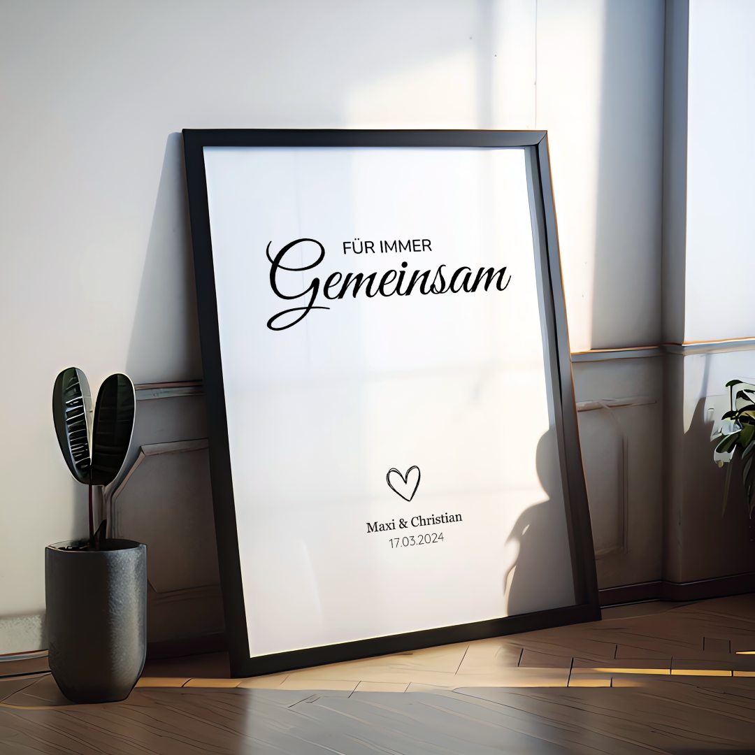 Poster Paar Beziehung gemeinsam personalisiert