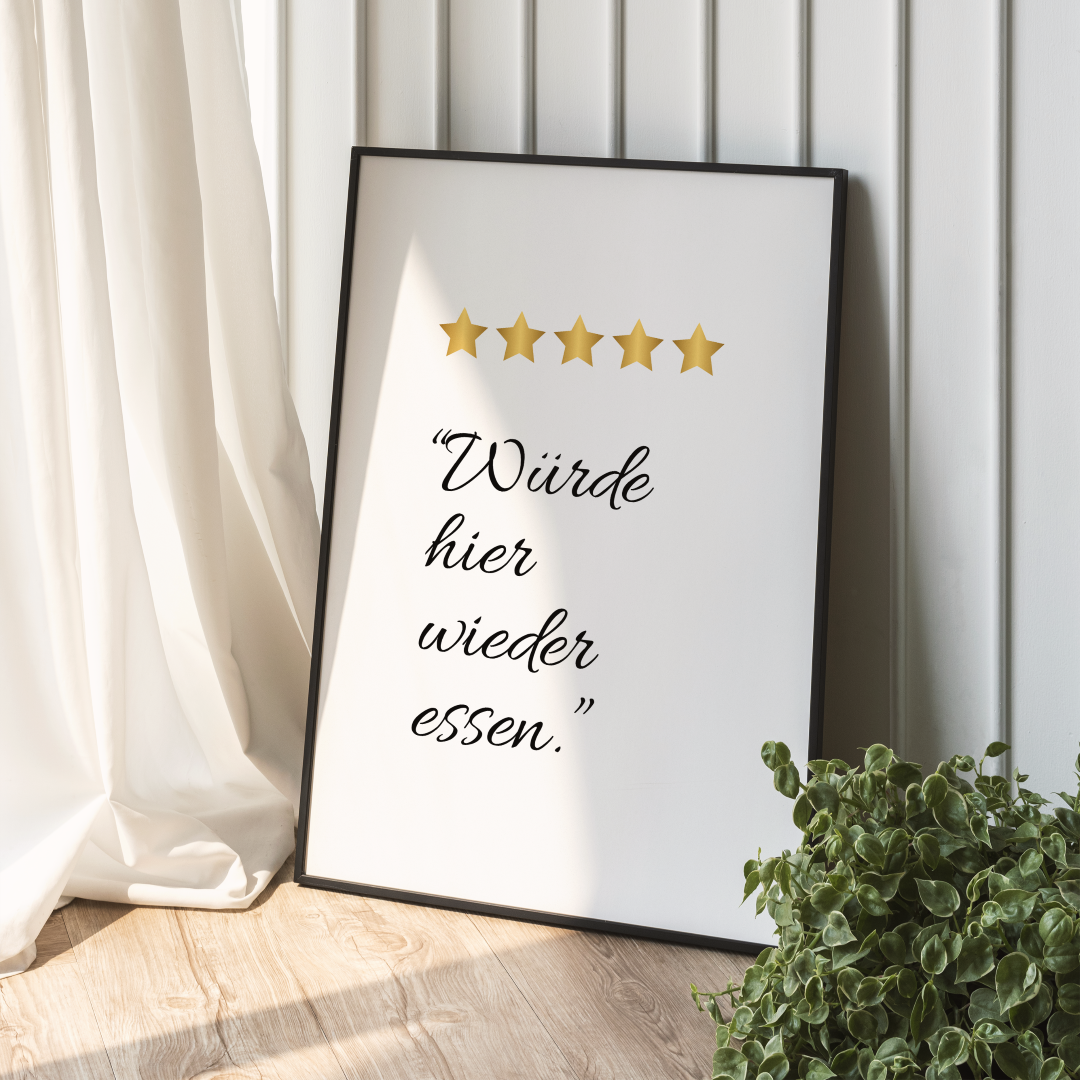 Poster Sternebewertung Küche Restaurant