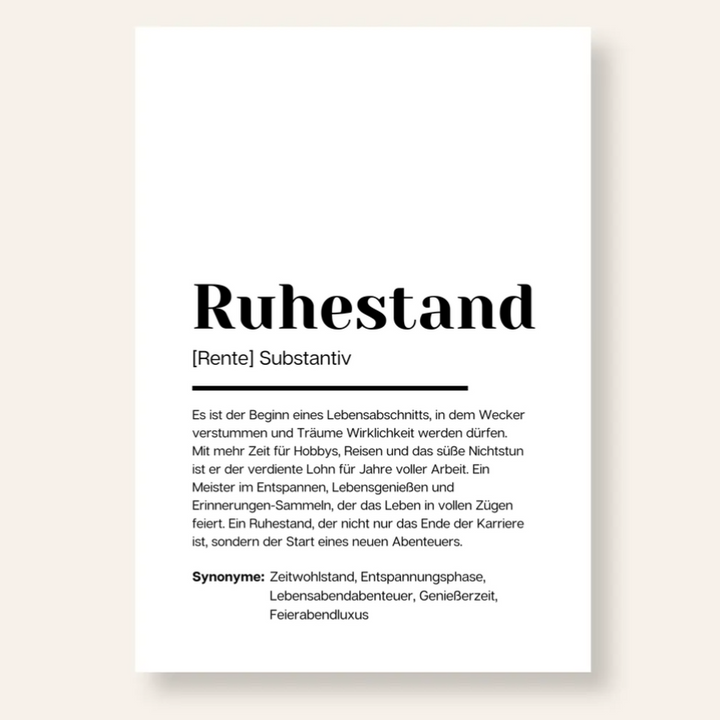 Poster Definition Ruhestand