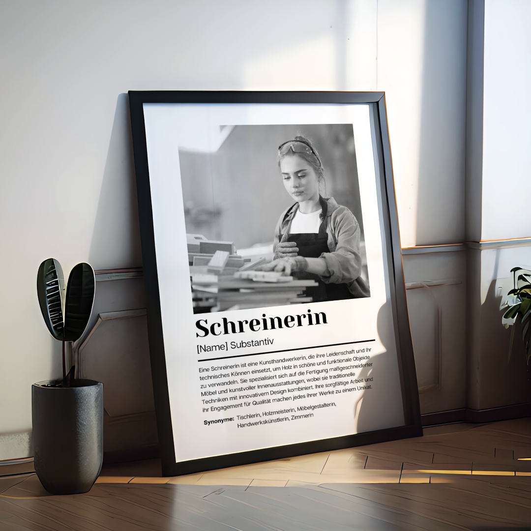 Fotoposter Definition SCHREINERIN personalisiert