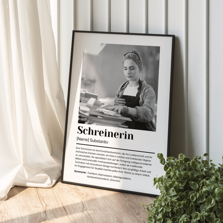 Fotoposter Definition SCHREINERIN personalisiert