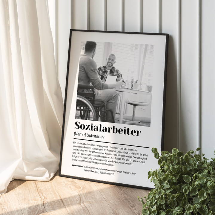 Fotoposter Definition SOZIALARBEITER personalisiert