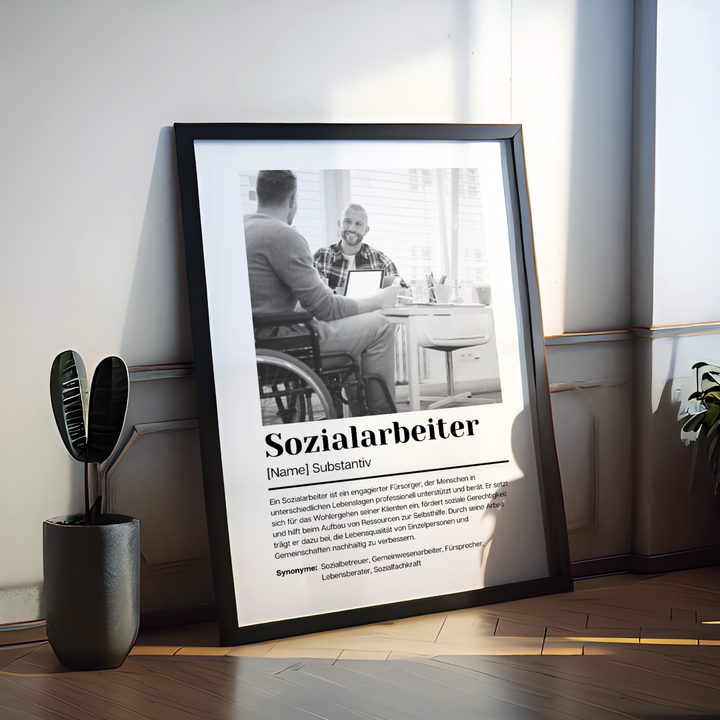 Fotoposter Definition SOZIALARBEITER personalisiert