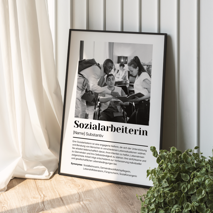 Fotoposter Definition SOZIALARBEITERIN personalisiert