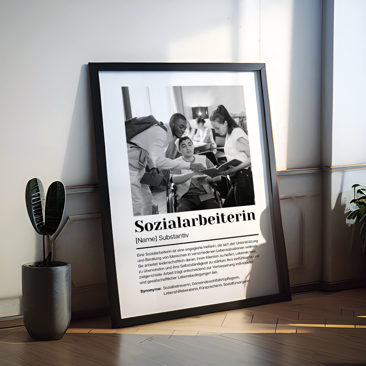 Fotoposter Definition SOZIALARBEITERIN personalisiert