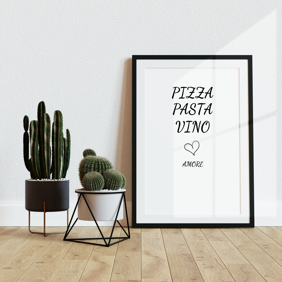 Spruch Poster Pizza, Pasta, Vino & Amore