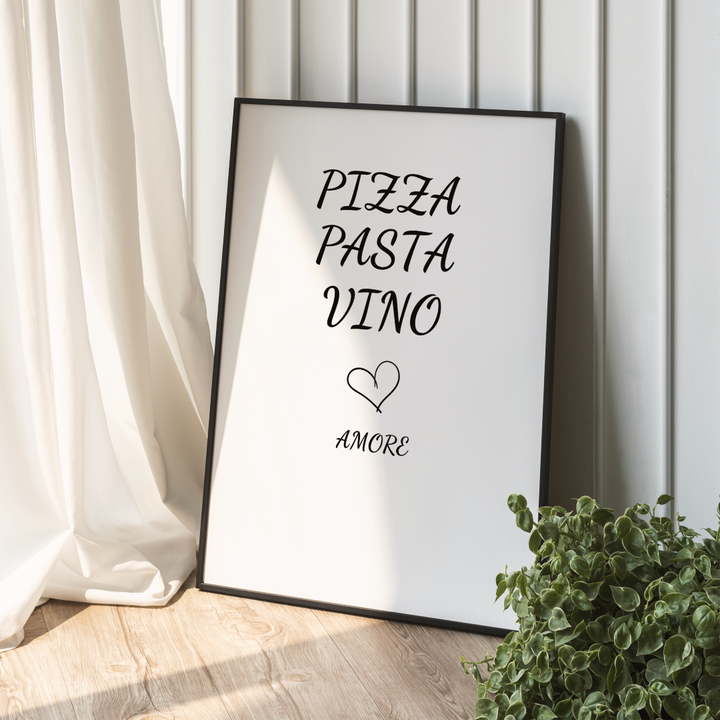 Spruch Poster Pizza, Pasta, Vino & Amore