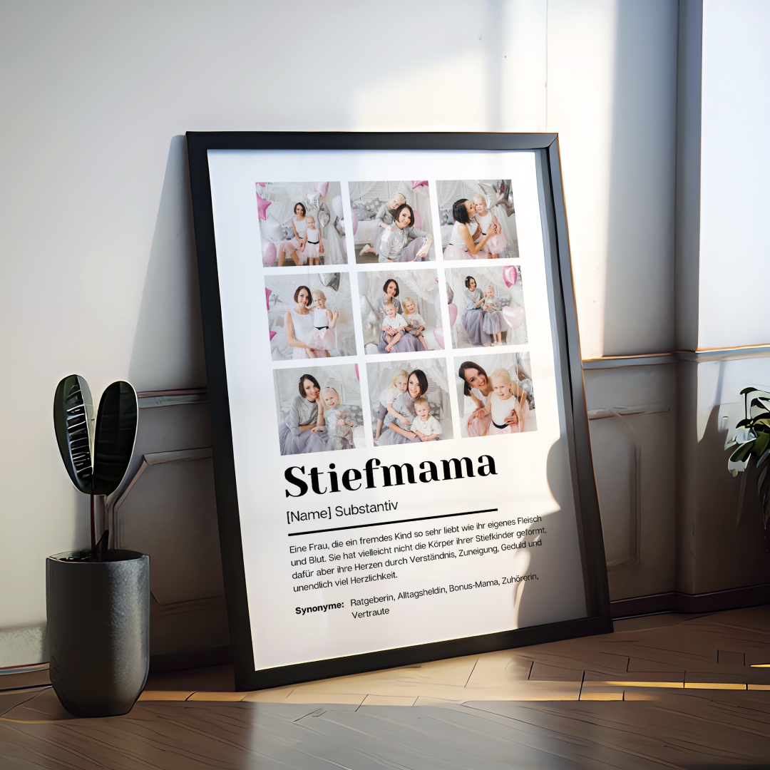 Poster Fotocollage Definition STIEFMAMA personalisiert