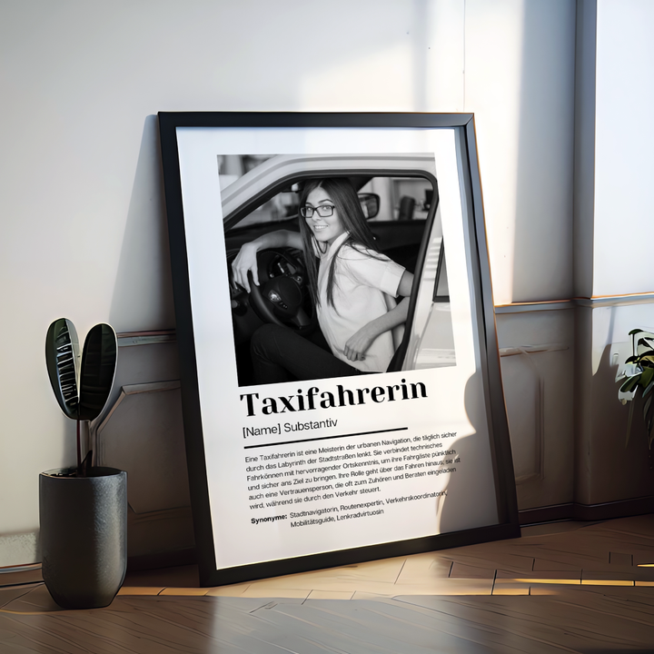 Fotoposter Definition TAXIFAHRERIN personalisiert