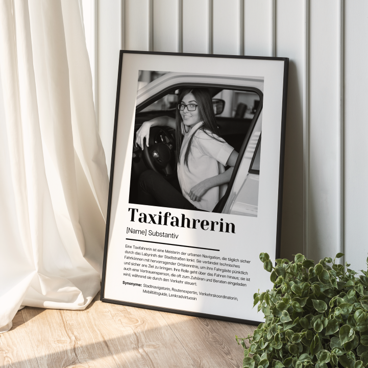 Fotoposter Definition TAXIFAHRERIN personalisiert