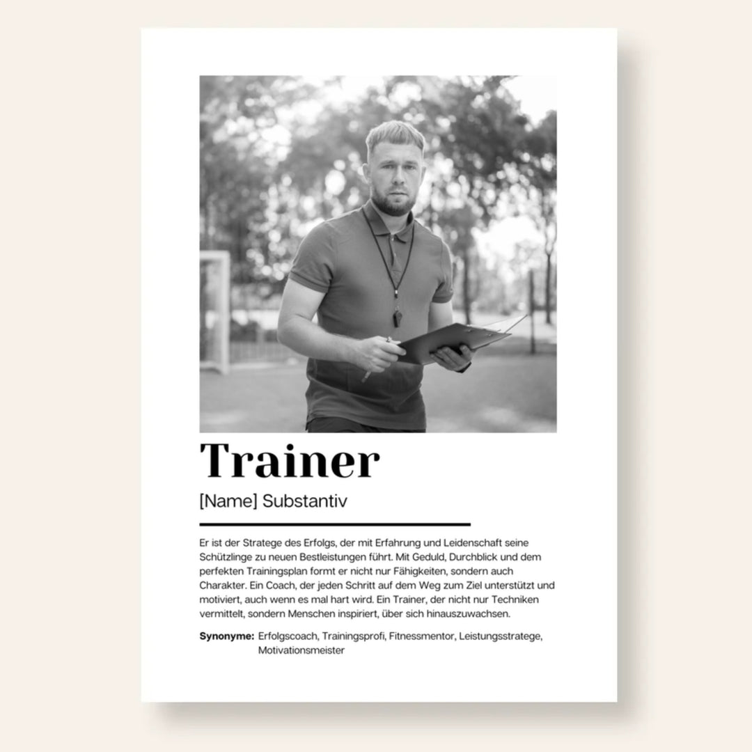 Personalisiertes Fotoposter Definition Trainer | Kleibt