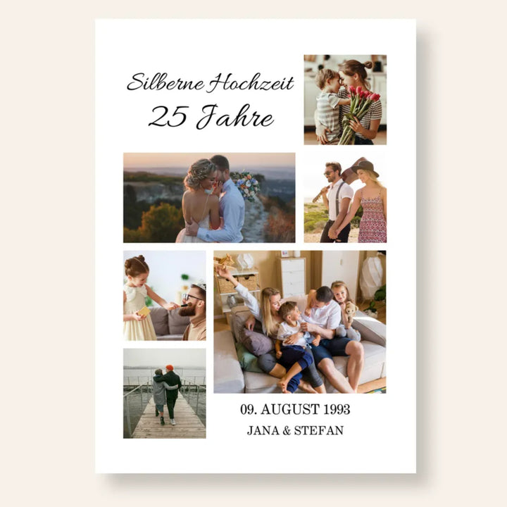 Personalisierte Poster Fotocollage 25. Hochzeitstag | Kleibt