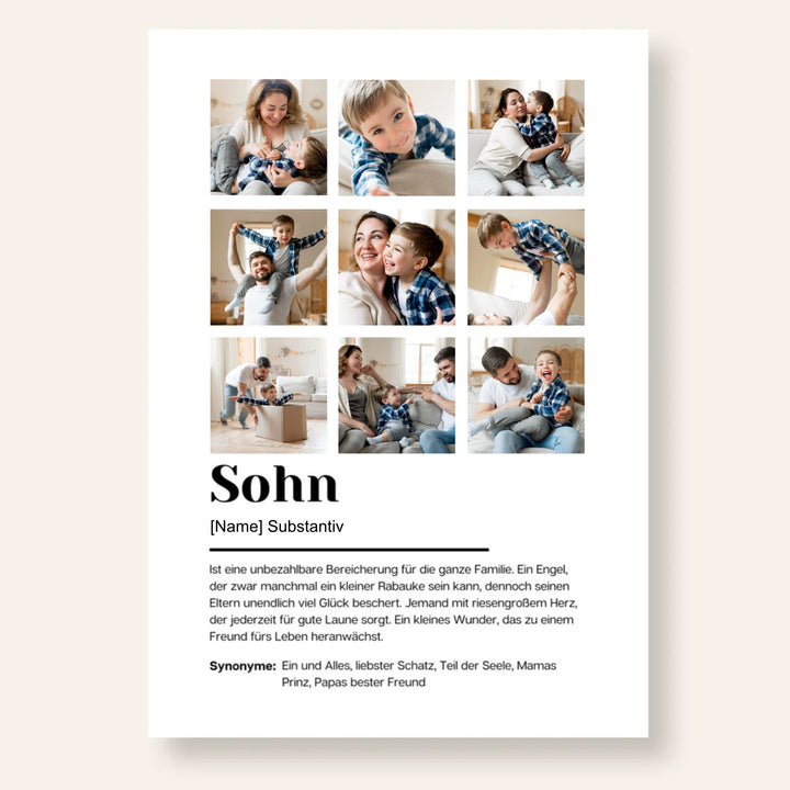 Poster Fotocollage Definition SOHN personalisiert