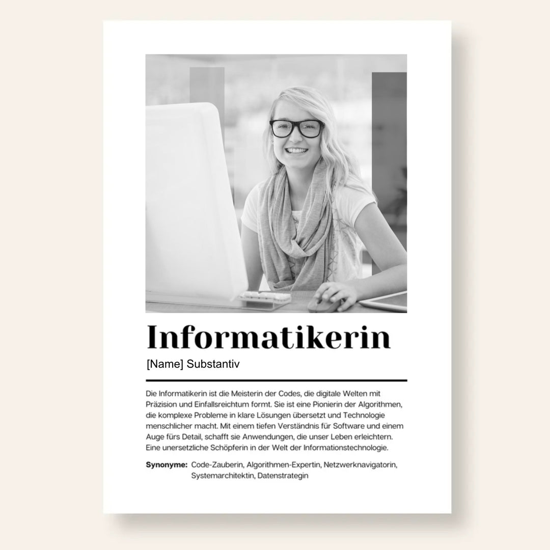 Fotoposter Definition INFORMATIKERIN personalisiert