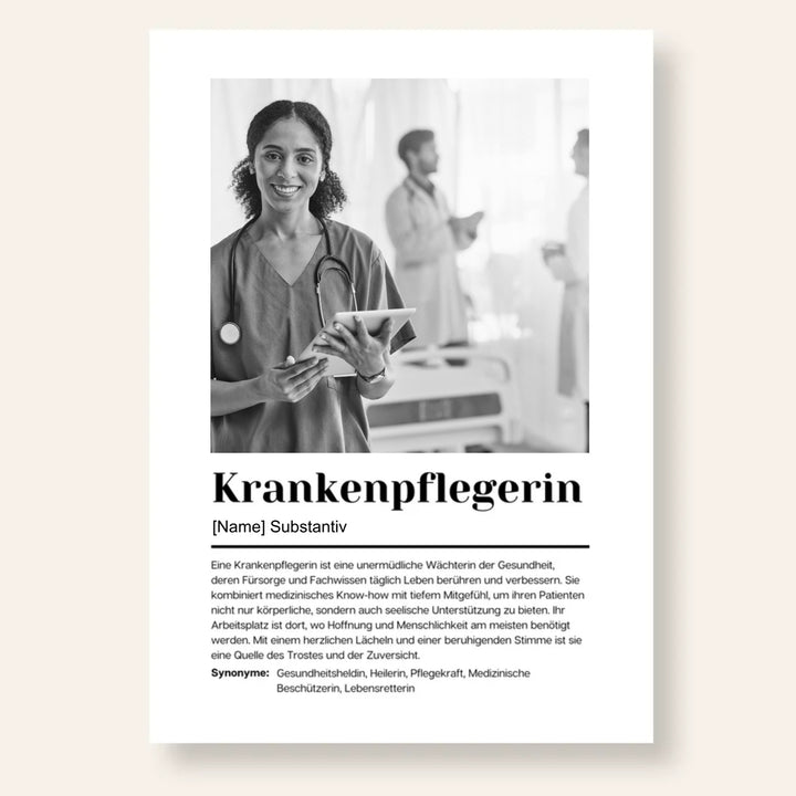 Fotoposter Definition KRANKENPFLEGERIN personalisiert