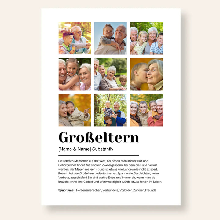 Poster Fotocollage Definition GROSSELTERN personalisiert