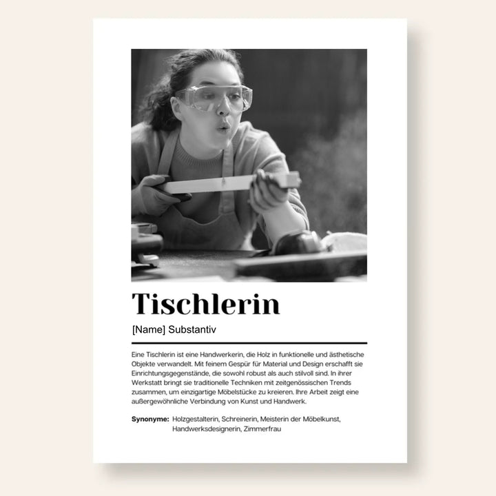 Fotoposter Definition TISCHLERIN personalisiert