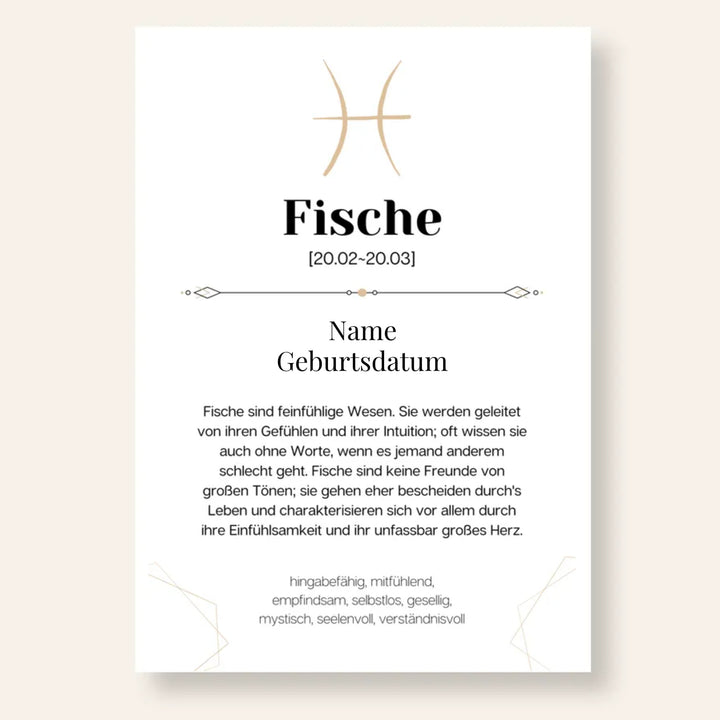 Fotoposter Definition FISCHE (20.02-20.03) Sternzeichen personalisiert
