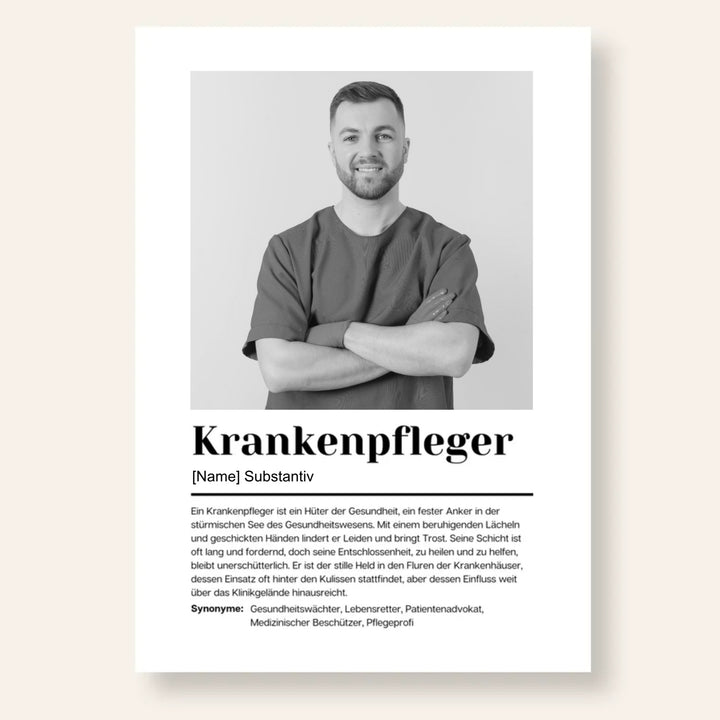 Fotoposter Definition KRANKENPFLEGER personalisiert