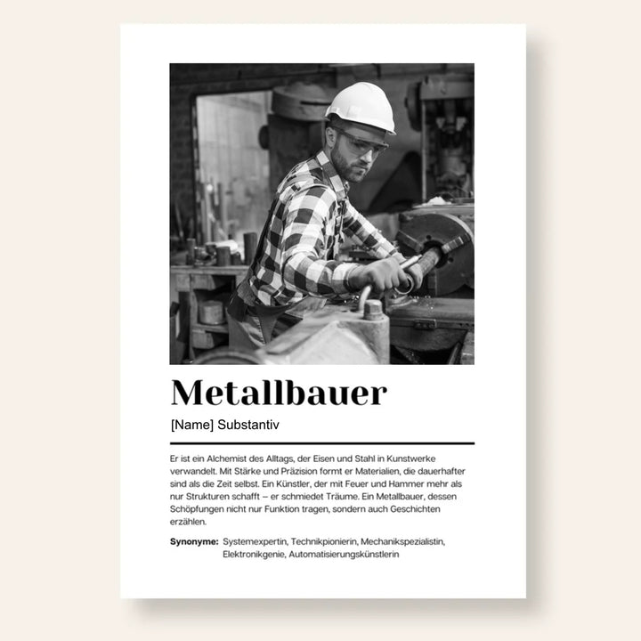 Fotoposter Definition METALLBAUER personalisiert