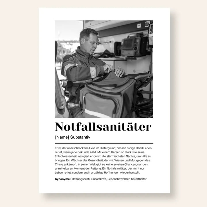 Fotoposter Definition NOTFALLSANITÄTER personalisiert