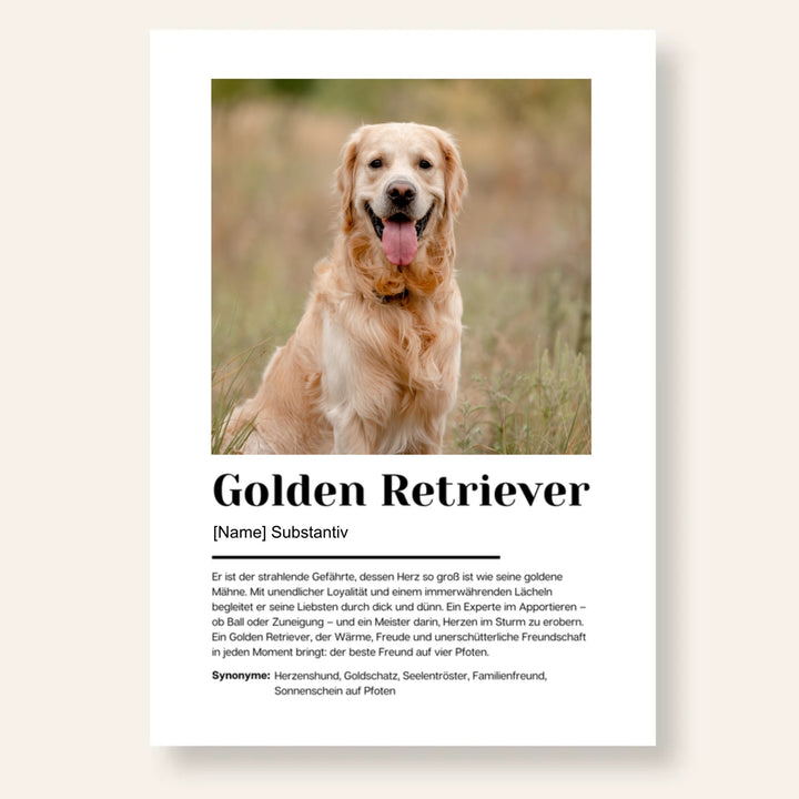 Fotoposter Definition Golden Retriever personalisiert