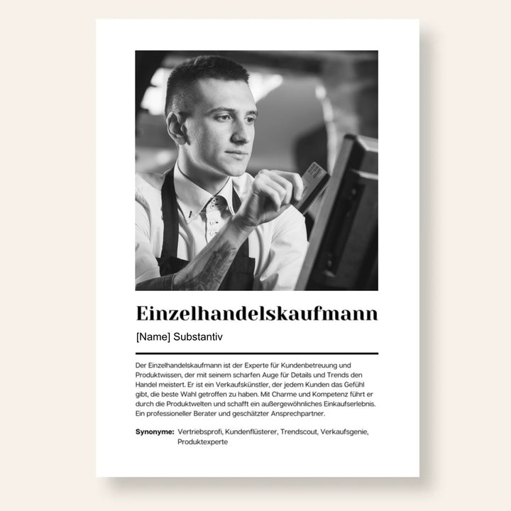 Fotoposter Definition EINZELHANDELSKAUFMANN personalisiert