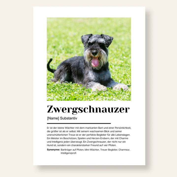 Fotoposter Definition Zwergschnauzer personalisiert