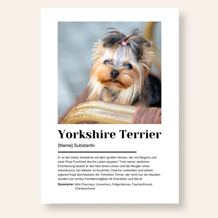 Fotoposter Definition Yorkshire Terrier personalisiert