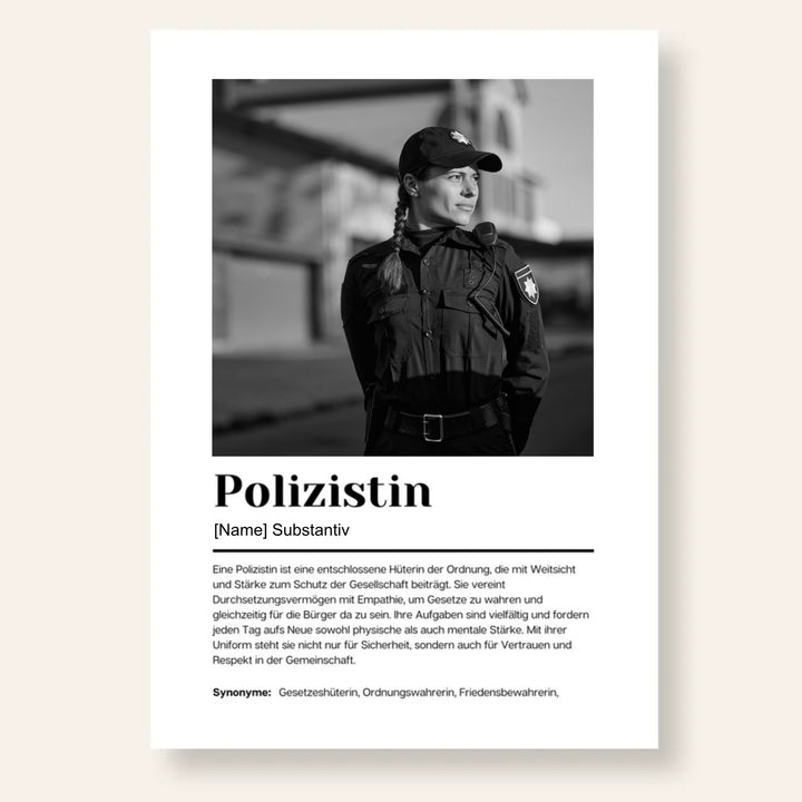 Fotoposter Definition POLIZISTIN personalisiert