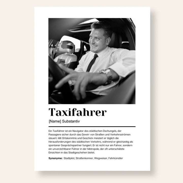 Fotoposter Definition TAXIFAHRER personalisiert