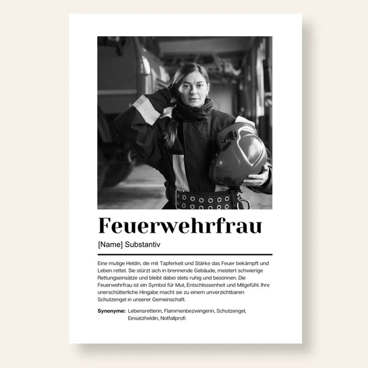 Fotoposter Definition FEUERWEHRFRAU personalisiert