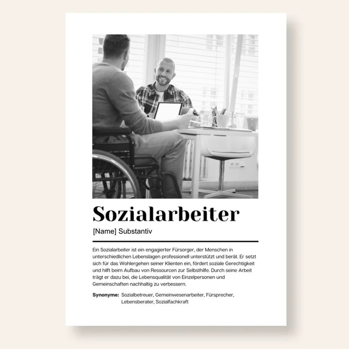 Fotoposter Definition SOZIALARBEITER personalisiert