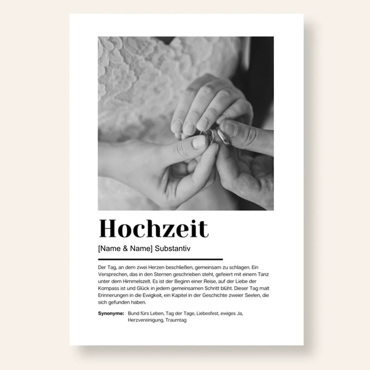Fotoposter Definition HOCHZEIT personalisiert
