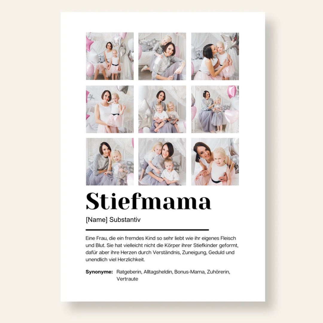 Poster Fotocollage Definition STIEFMAMA personalisiert