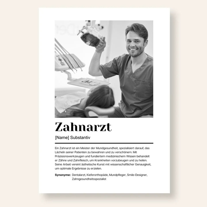 Fotoposter Definition ZAHNARZT personalisiert