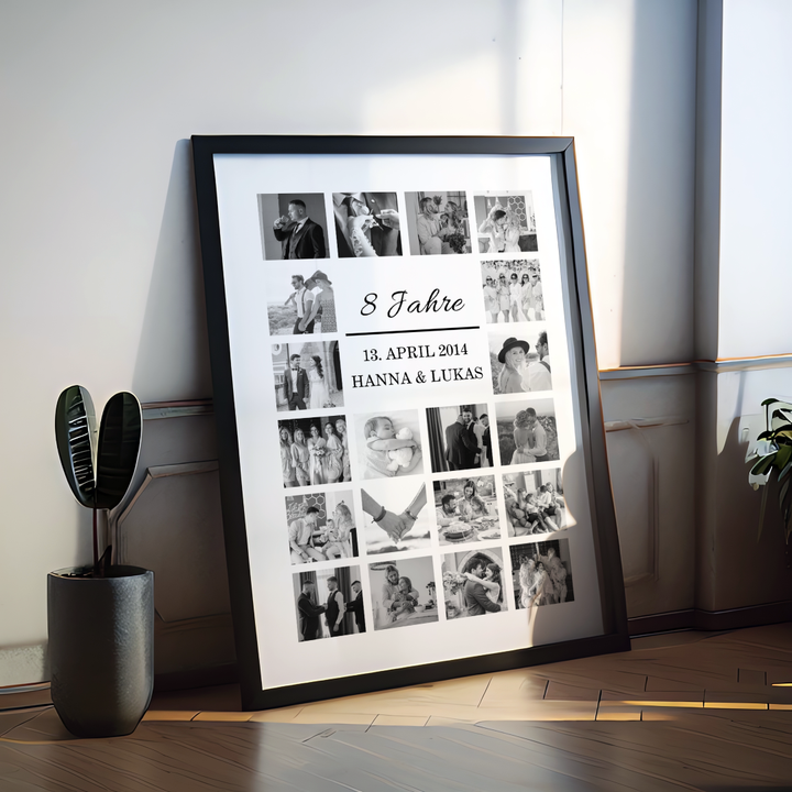 Fotocollage Hochzeitstag personalisiert