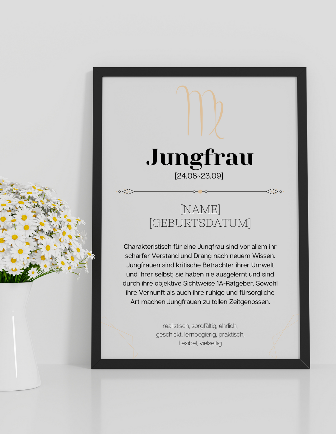 Fotoposter Definition JUNGFRAU (24.08-23.09) Sternzeichen personalisiert